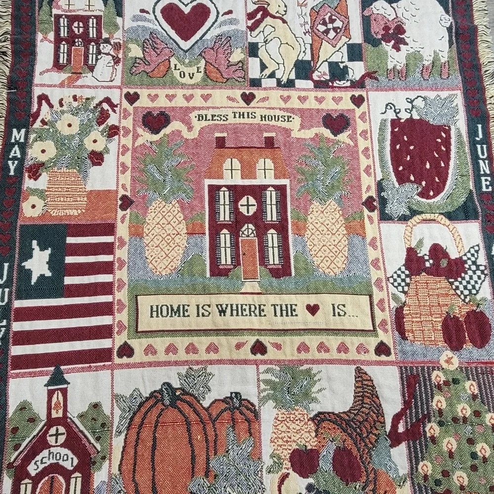 ❤️Home Is Where the Heart Is Woven Calendar Throw Blanket 45 × 58  Double‑sided